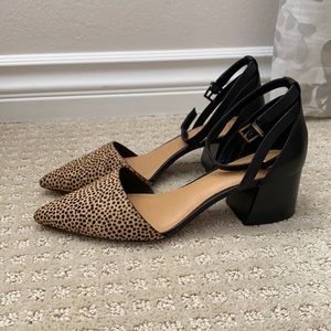 Leopard and leather pumps